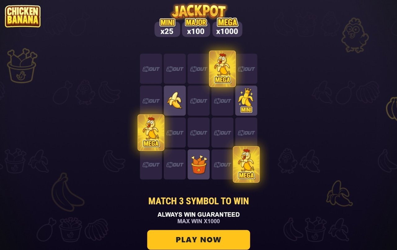 Chicken Banana Screenshot 3 – Jackpot-Anzeige mit Mini-, Major- und Mega-Multiplikatoren