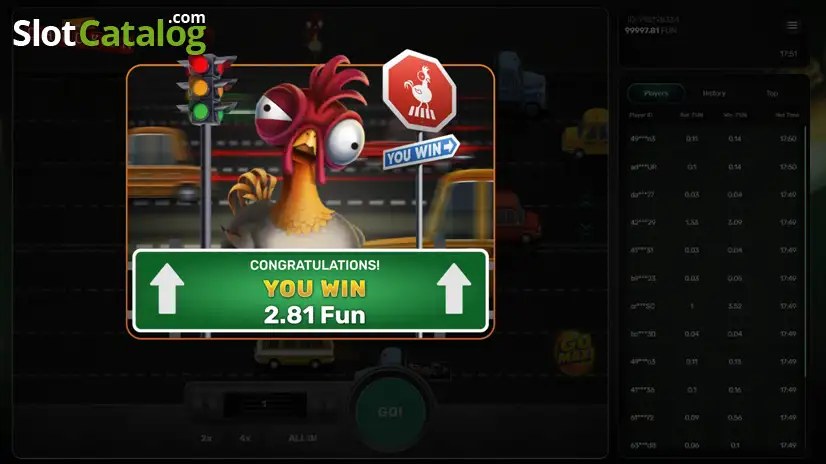 Chicken Crash Screenshot 3 – Gewinnbildschirm mit Cash-Out