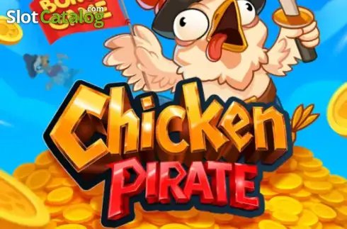 Chicken Pirate Screenshot 1 – Promo-Artwork mit dem Piratenhuhn auf einem Haufen Goldmünzen