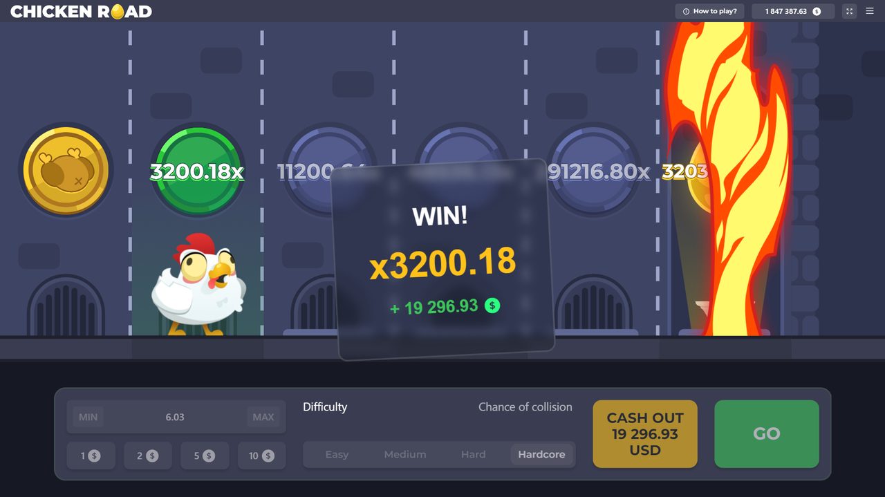 Chicken Road Screenshot 4 – Schwierigkeitsauswahl