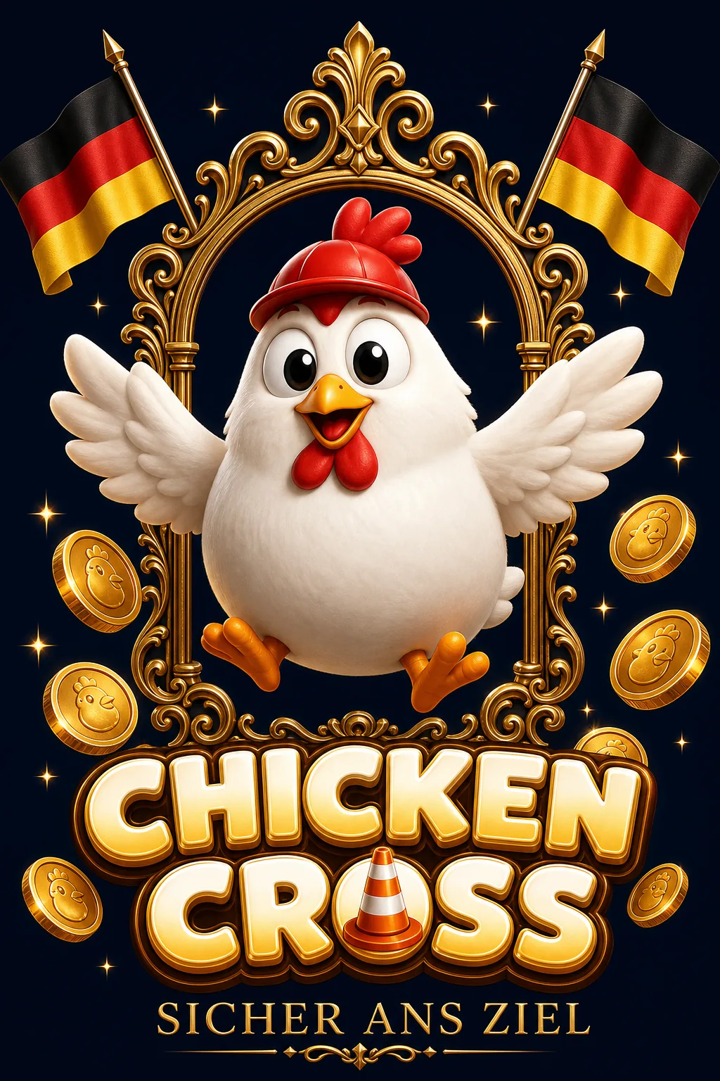 Chicken Cross Maskottchen-Illustration - ChickenGame.de