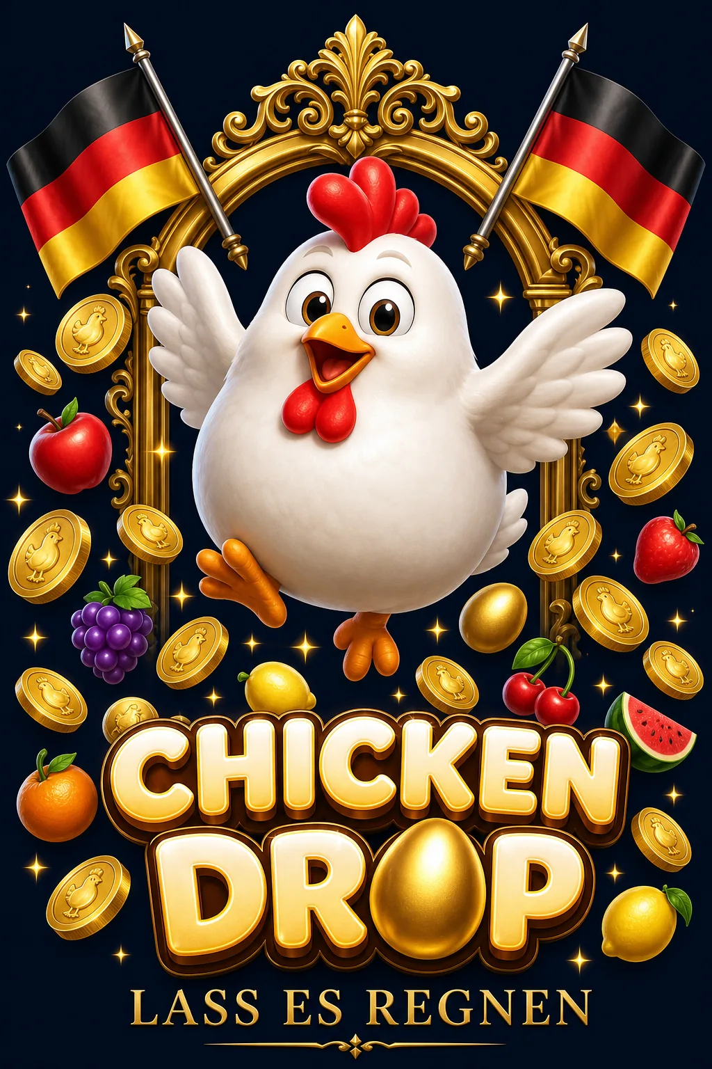 Chicken Drop Maskottchen-Illustration - ChickenGame.de