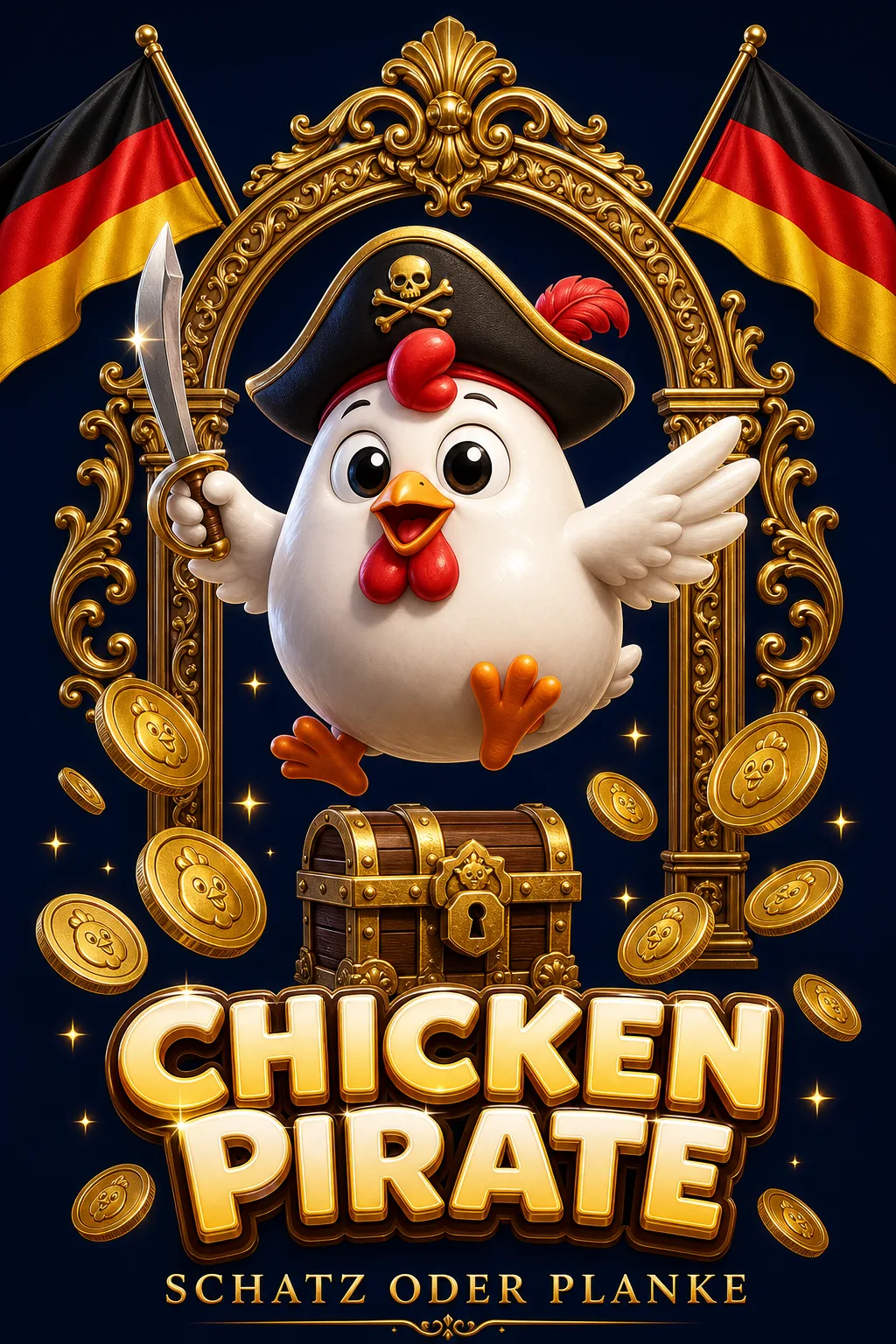 Chicken Pirate Maskottchen-Illustration - ChickenGame.de