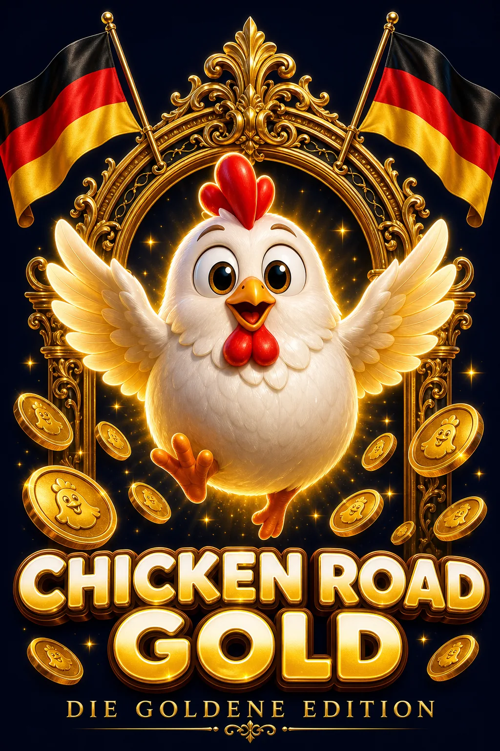 Chicken Road Gold Maskottchen-Illustration - ChickenGame.de