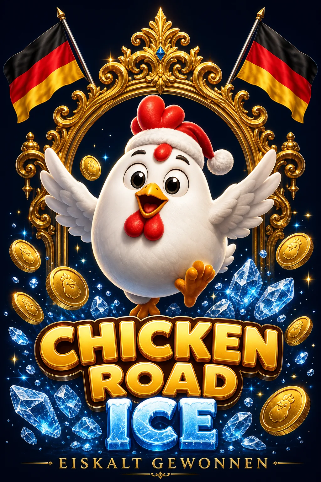 Chicken Road Ice Maskottchen-Illustration - ChickenGame.de