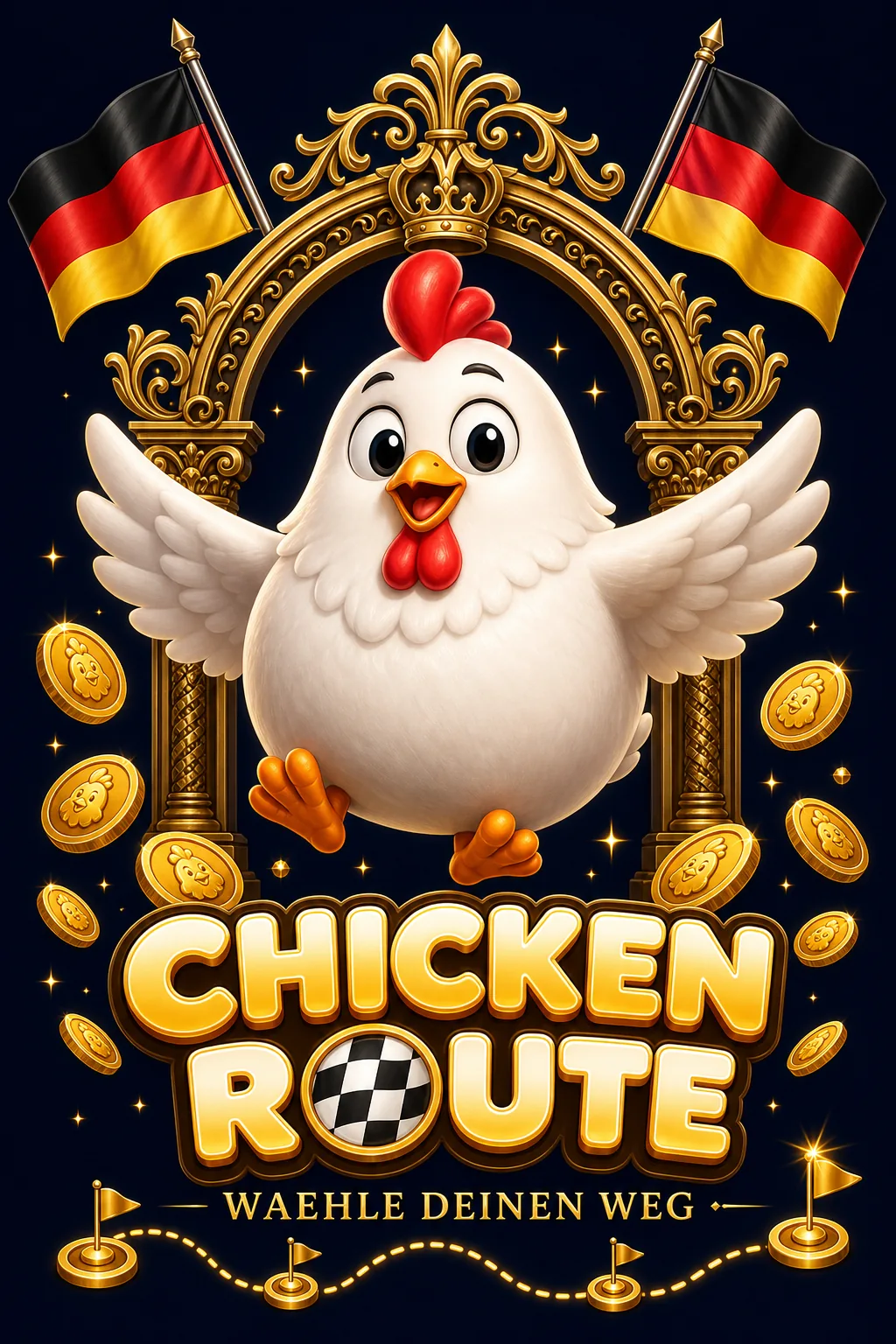 Chicken Route Maskottchen-Illustration - ChickenGame.de
