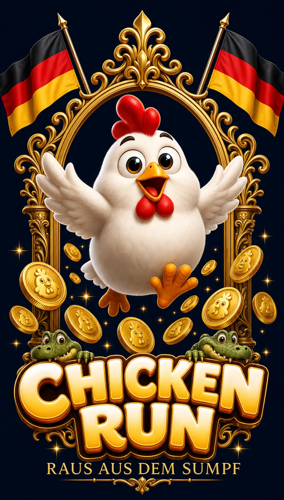 Chicken Run Maskottchen-Illustration - ChickenGame.de
