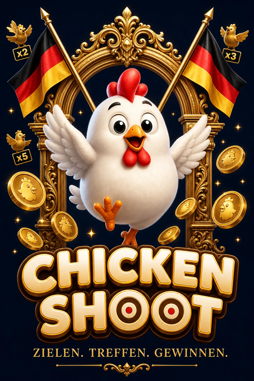 Chicken Shoot Maskottchen-Illustration - ChickenGame.de