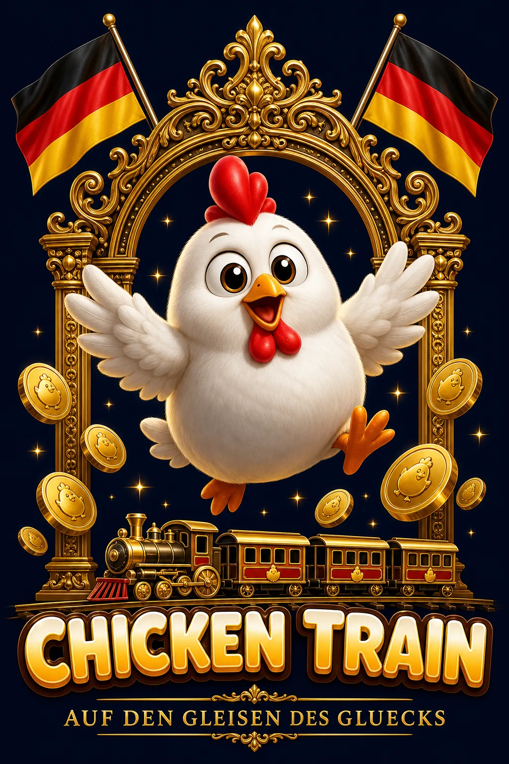 Chicken Train Maskottchen-Illustration - ChickenGame.de