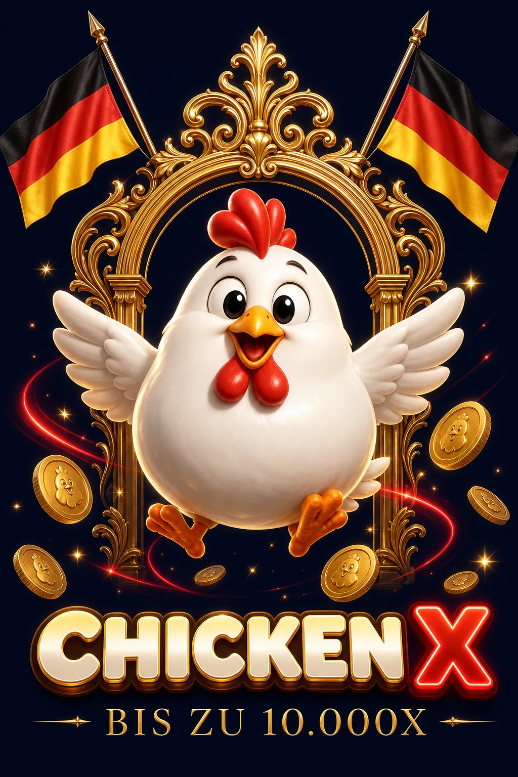 Chicken X Maskottchen-Illustration - ChickenGame.de