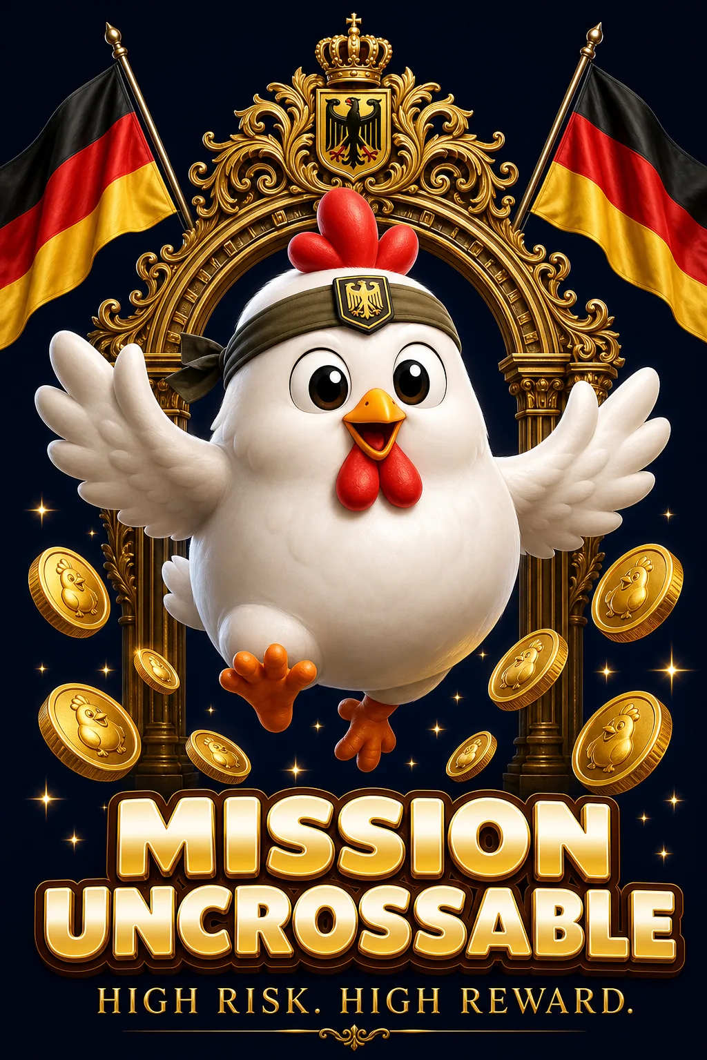 Mission Uncrossable Maskottchen-Illustration - ChickenGame.de