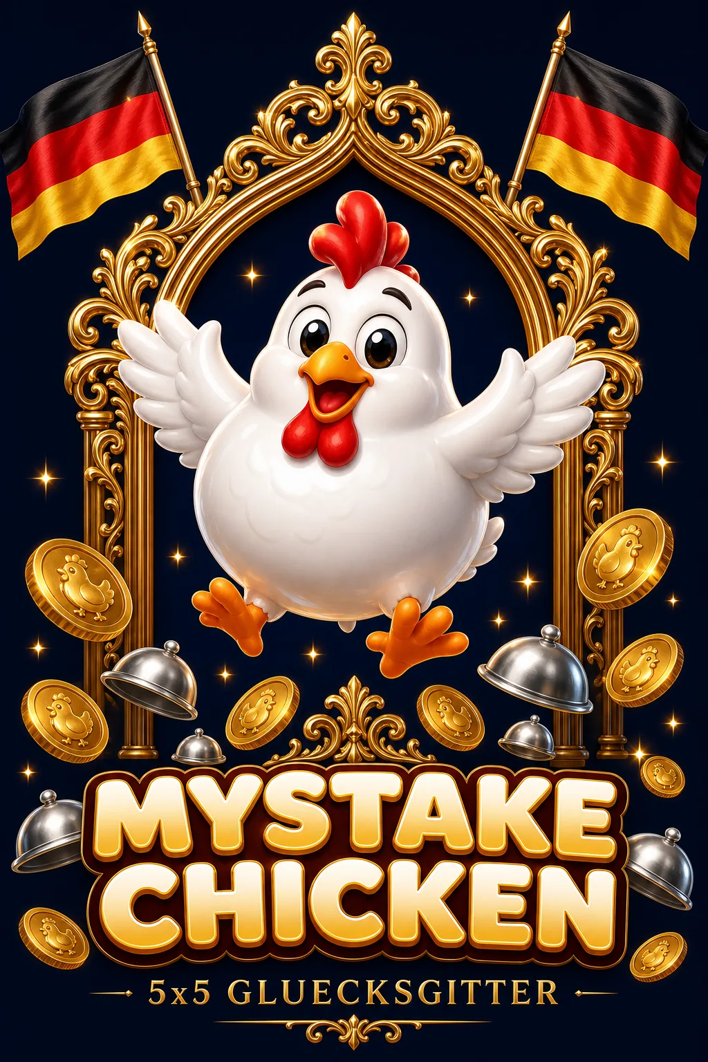 Mystake Chicken Maskottchen-Illustration - ChickenGame.de