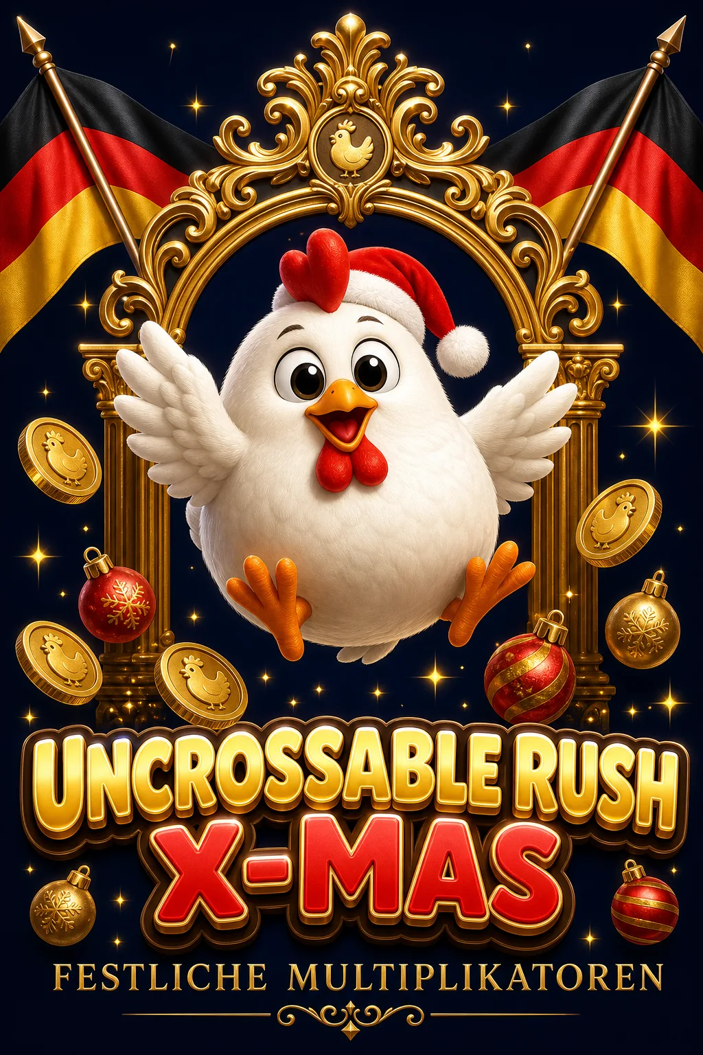 Uncrossable Rush X Mas Maskottchen-Illustration - ChickenGame.de