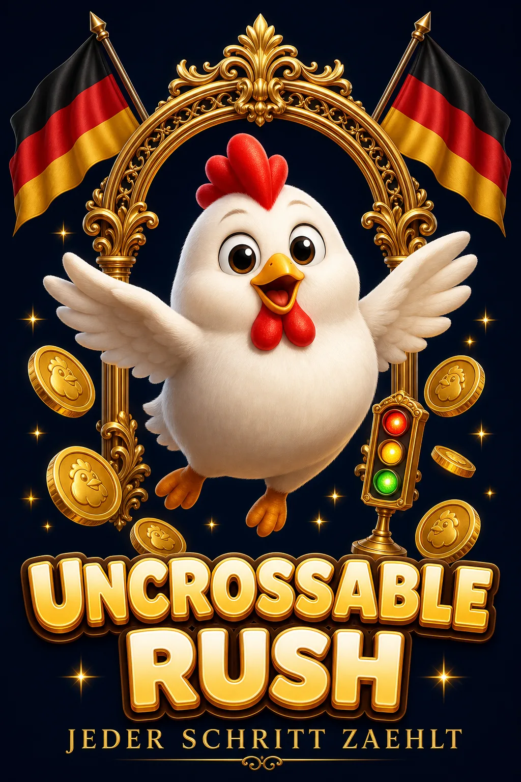 Uncrossable Rush Maskottchen-Illustration - ChickenGame.de